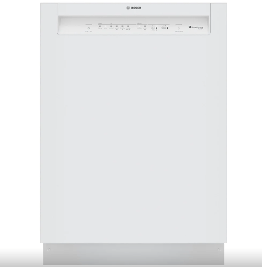 Bosch 100 Series SHE3AEM2N Dishwasher, 24 inch Exterior Width, 50 dB Decibel Level, Full Console, Stainless Steel (Interior), 8 Wash Cycles, 14 Capacity (Place Settings), Wifi Enabled, White colour