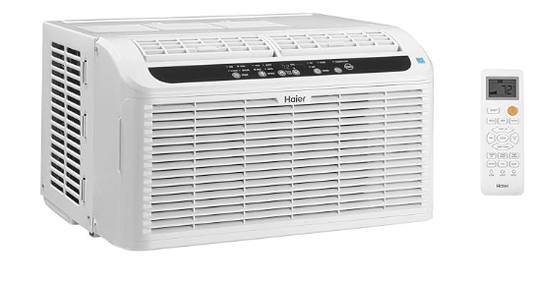 HAIER ESAQ406TZ -Haier 6,200 BTU Ultra Quiet Window Air Conditioner for Small Rooms and Bedrooms, Control Using Remote, 6K Window AC Unit, Easy Install with Included Kit, White, Energy Star