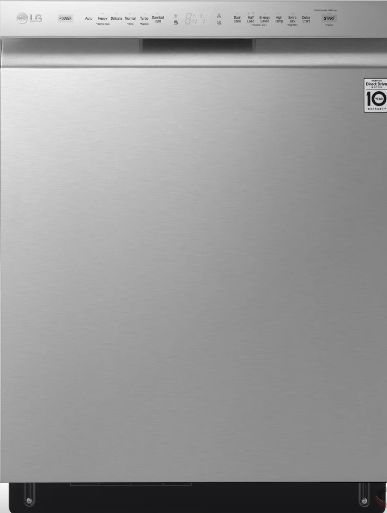 LG LDFN4542S Dishwasher, 24" Exterior Width, 48 dB Decibel Level, Full Console, Stainless Steel (Interior), 9 Wash Cycles, 15 Capacity (Place Settings), 3 Loading Racks, Wifi Enabled, Stainless Steel colour