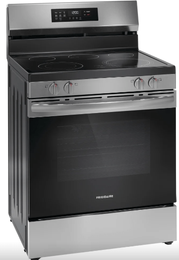 Frigidaire FCRE308CAS Range, Electric Range, 30 inch Exterior Width, Self Clean, Convection, 5 Burners, 5.3 cu. ft. Capacity, Storage Drawer, Air Fry, 1 Ovens, Stainless Steel colour