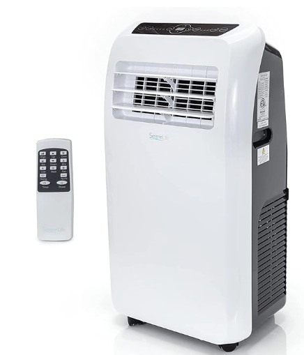 SERENELIFE	SLPAC8 SereneLife Portable Electric Air Conditioner Unit-900W 8000 BTU Power Plug-in AC Cold Indoor Room Conditioning System with Cooler, Dehumidifier, Fan, Exhaust Hose, Window Seal, Wheels, Remote (SLPAC8)