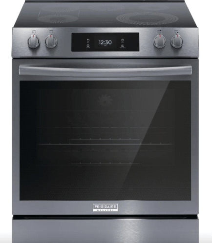 Frigidaire Gallery GCFE306CBD Range, Electric, 30 inch Exterior Width, Self Clean, Convection, 5 Burners, 6.2 cu. ft. Capacity, Black Stainless Steel