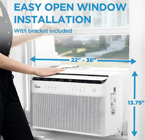 MIDEA MAW10V1QWT - Midea 10,000 BTU U-Shaped Smart Inverter Window Air Conditioner–Cools up to 450 Sq. Ft, Ultra Quiet with Open Window Flexibility, Works with Alexa/Google Assistant, 35% Energy Savings, Remote Control