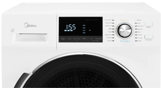 Midea MLE27N5AWWC Electric Dryer, 24 inch Width, 4.4 cu. ft. Capacity, 4 Temperature Settings, Stackable, Steel Drum, White colour Ventless (Heat Pump)