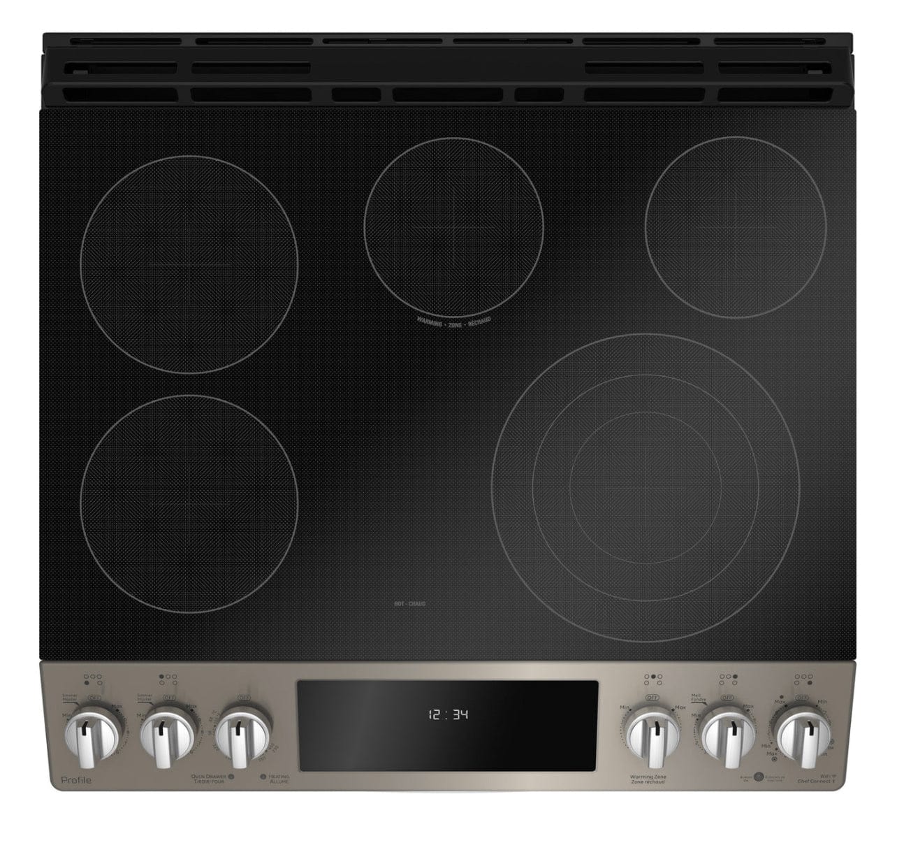 GE Profile PCS940EMES / pchs920miss Range, 30" Electric Range, Self Clean, Glass Burners (Electric), Convection, 5 Burners, 6.3 cu. ft. Capacity, Oven Drawer, Air Fry, 1 Ovens, Wifi Enabled, 3000W, Front Controls, Slate colour True European Convection