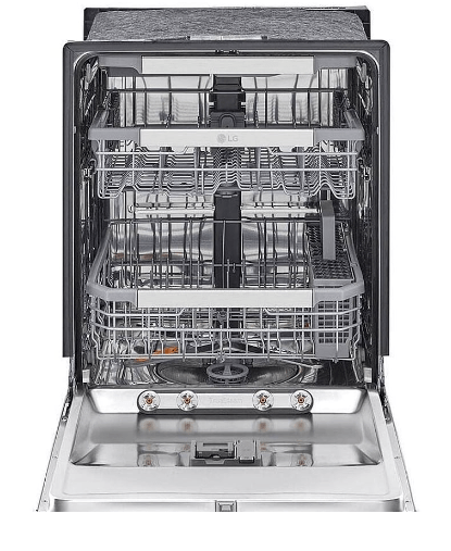 LG LDPS6762S Dishwasher, 24" Exterior Width, 44 dB Decibel Level, Fully Integrated, Stainless Steel (Interior), 10 Wash Cycles, 15 Capacity (Place Settings), 3 Loading Racks, Wifi Enabled, Stainless Steel colour Glide Rail, TrueSteam