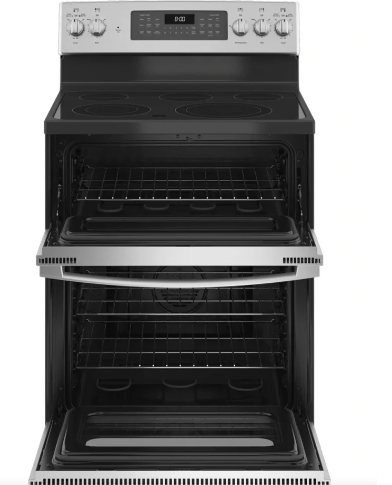 GE JBS86SPSS Range, 30" Exterior Width, Electric Range, Self Clean, Glass Burners (Electric), Convection, 5 Burners, Stainless Steel