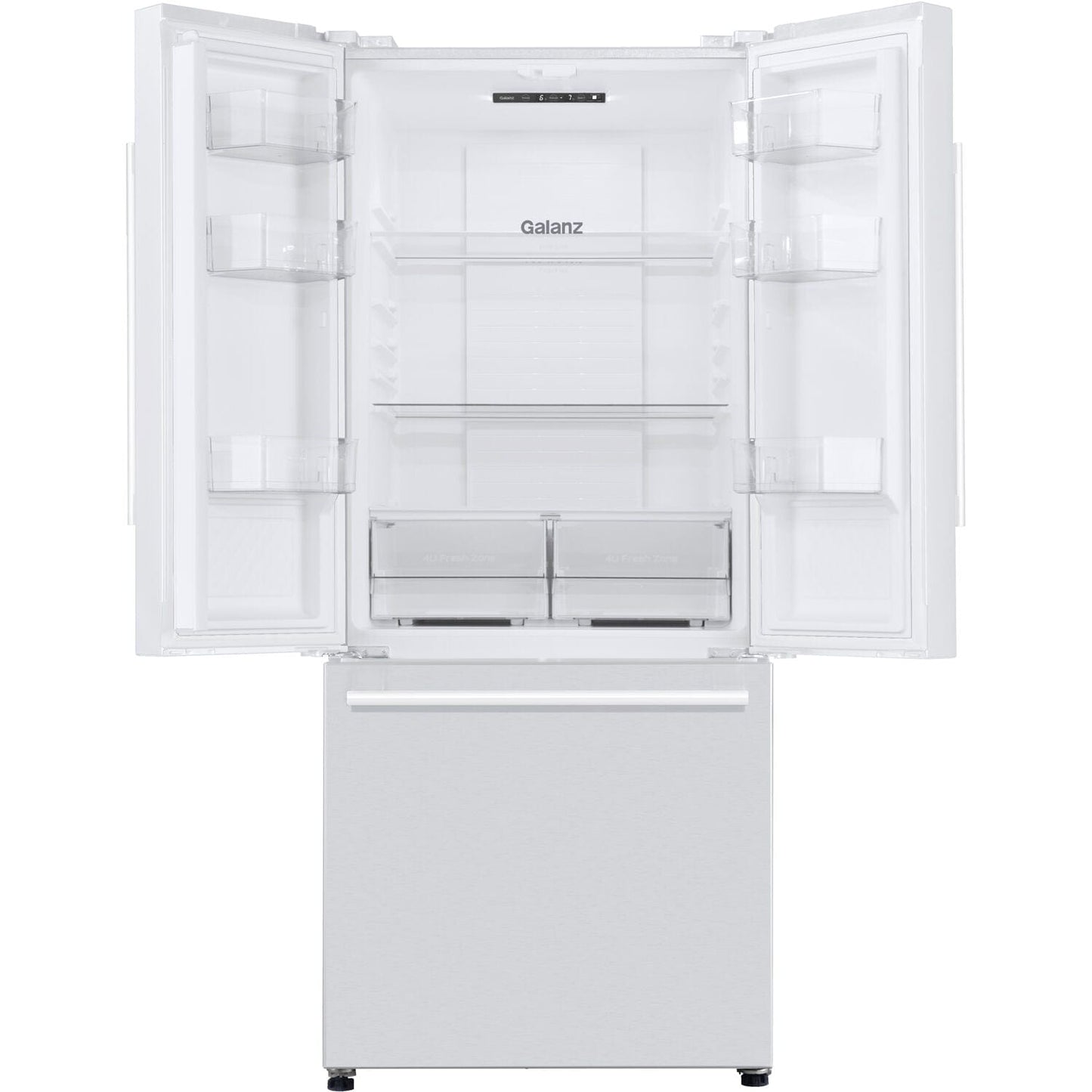 Galanz 16 cu. ft. 3-Door French Door Refrigerator, White, 28.35" Wide GLR16FWEE16 - refurbised