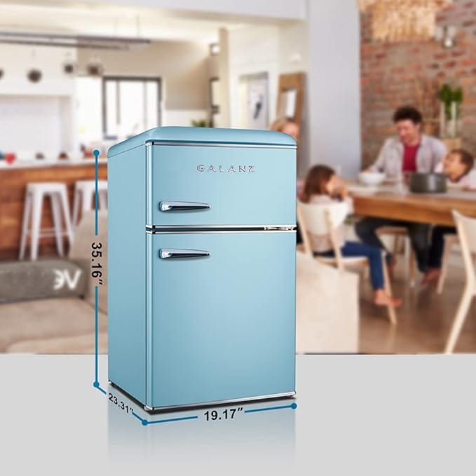 Galanz 3.1 cu.ft. Retro Top Freezer Refrigerator, Bebop Blue (GLR31TBEER)