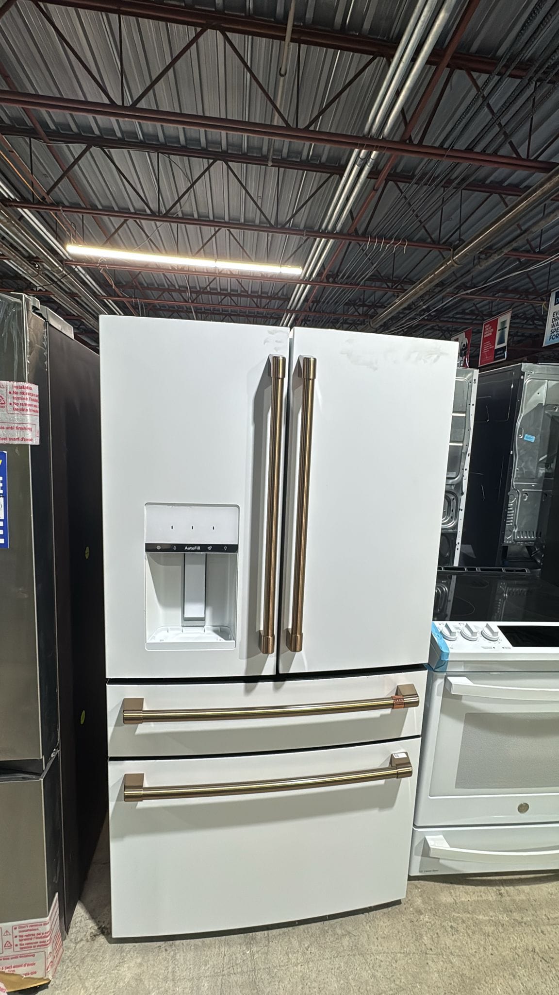Cafe CVE28DP4NW2 French Door Refrigerator, 36 inch Width, ENERGY STAR Certified, 27.8 cu. ft. Capacity, Water Dispenser (Exterior), Ice Dispenser (Thru Door), Matte White colour AutoFill Refurbished 3 Years Warranty