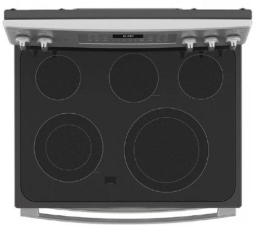 GE JBS86SPSS Range, 30" Exterior Width, Electric Range, Self Clean, Glass Burners (Electric), Convection, 5 Burners, 6.6 cu. ft. Capacity, Air Fry, 2 Ovens, 3100W, Rear Controls, Stainless Steel colour