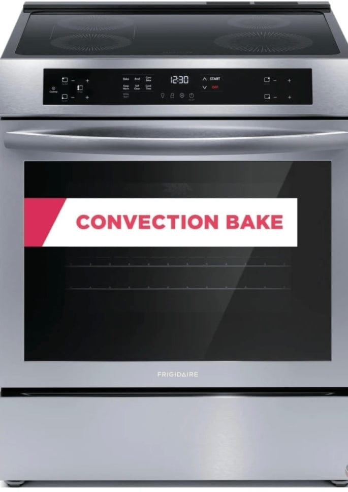 Frigidaire FCFI308CAS Range, 30" Exterior Width, Electric Range, Induction Elements, Convection, 4 Burners, 5.3 cu. ft. Capacity, Stainless Steel