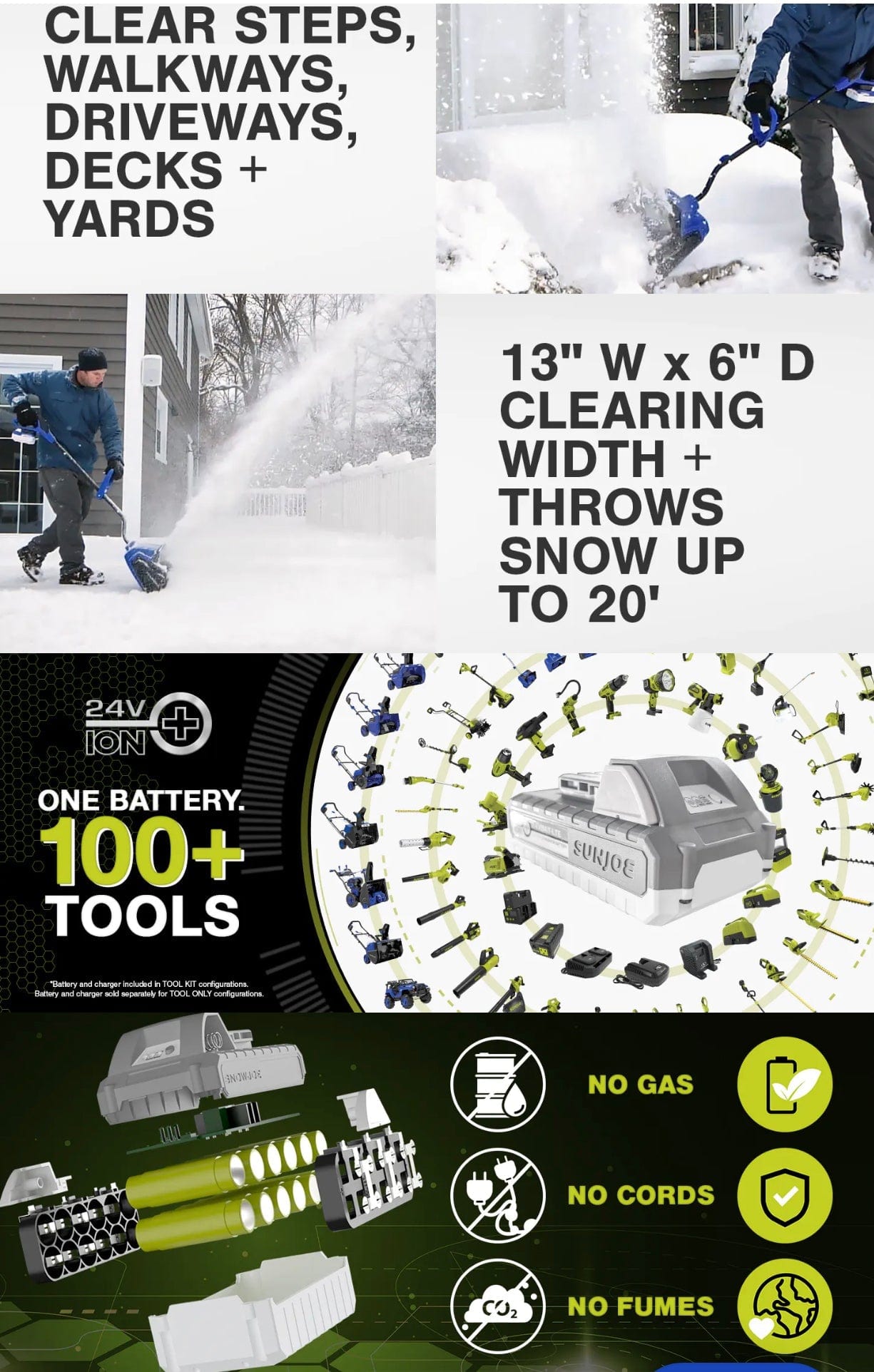 Snow Joe 24V-SS13-XR 24-Volt* IONMAX Cordless Snow Shovel Kit | 13-Inch | W/ 5.0-Ah Battery and Charger