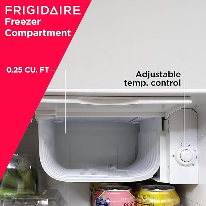 Frigidaire EFR176- AMZ Retro Mini Refrigerator-Energy Saving-Adjustable Thermostat Control-Side Mounted Bottle Opener-Ideal for Dorm, Office, RV, Garage, Apartment 1.6 Cubic Feet