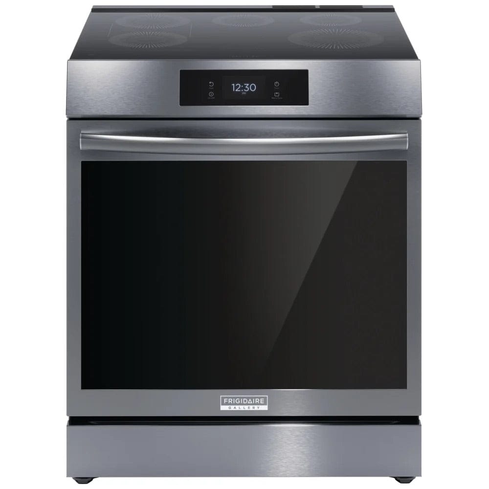 Frigidaire Gallery GCFI306CBD Induction Range, 30 inch Exterior Width, Self Clean, Convection, 5 Burners, 6.2 cu. ft. Capacity, Black Stainless Steel.  Open box 1 year warranty