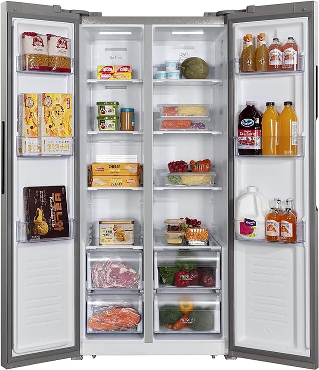 Hamilton Beach HBF1558 15.6 Counter Depth Full Size Refrigerator, Side Doors, Stainless, 15.8 cu ft