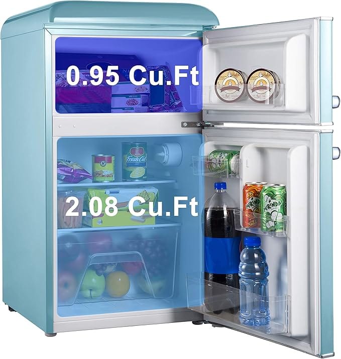 Galanz 3.1 cu.ft. Retro Top Freezer Refrigerator, Bebop Blue (GLR31TBEER)