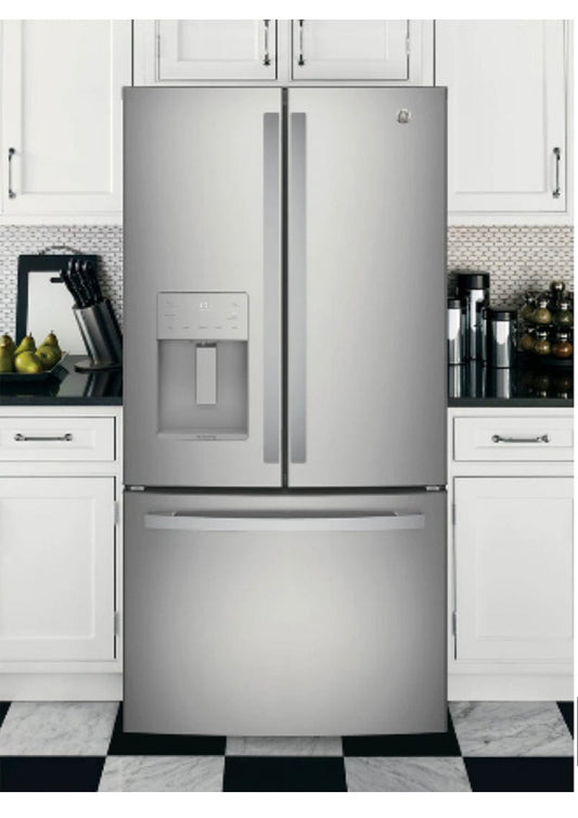 GE Adora 33 Inch W, 23.7 Cu. Ft. French-Door Refrigerator Fingerprint Resistant Stainless Steel. DFE24JYRDKFS