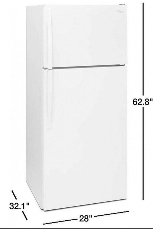 Whirlpool WRT134TFDW Top Mount Refrigerator, 28" Width, 14.6 cu. ft. Capacity, Optional Ice Maker (Special Order), Interior Light (Refrigerator), White colour