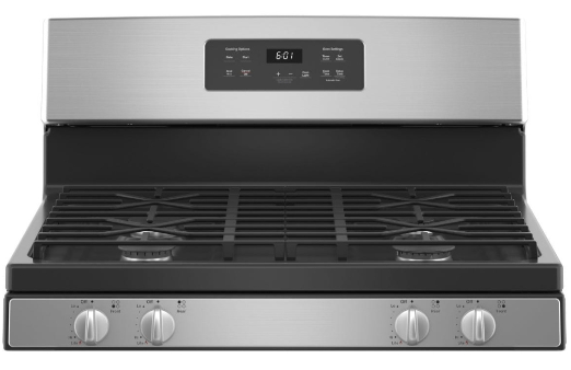 GE JCGBS61RPSS Range, 30" Exterior Width, Gas Range, Gas Burners, 4 Burners, 4.8 cu. ft. Capacity, Broiler Drawer, 1 Ovens, 13K BTU, Front Controls & Rear Controls, Stainless Steel colour