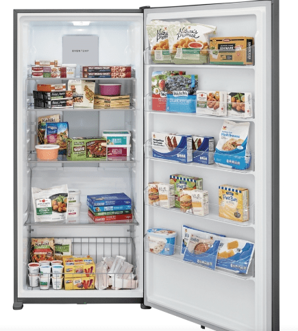 Frigidaire FFUE2024AN Upright Freezer, 32 5/8 inch Width, ENERGY STAR Certified, 20.0 cu. ft. Capacity, Automatic, Reversible Door, Carbon