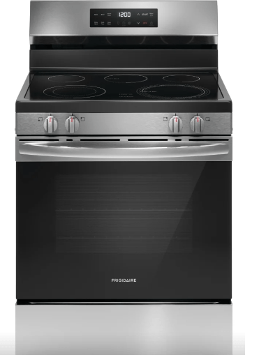 Frigidaire FCRE306CAS Range, Electric, 30 inch Exterior Width, 5 Burners, 5.3 cu. ft. Capacity, Storage Drawer, 1 Ovens, Stainless Steel colour Steam Clean