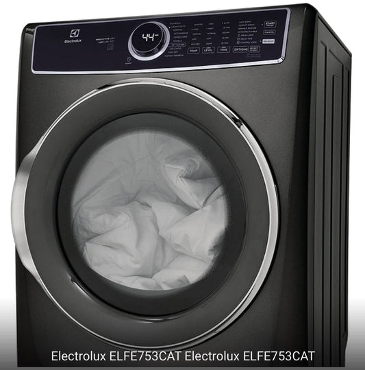 Electrolux ELFE753CAT Electric Dryer, 27 inch Width, 8.0 cu. ft. Capacity, Steam Clean, 5 Temperature Settings, Stackable, Steel Drum, Titanium