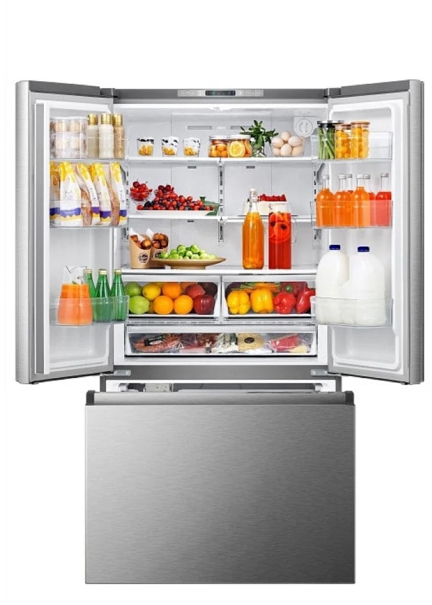 Hisense RF266C3FSE French Door Refrigerator, 36" Width, ENERGY STAR Certified, 26.6 cu. ft. Capacity, Freezer Located Ice Dispenser, Interior Water Dispenser, LED Lighting, Fingerprint Resistant, Stainless Steel colour PureFlat Design