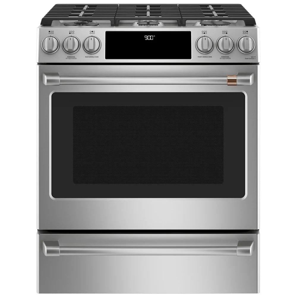 Cafe Dual Fuel Range, 30", 6 Burners, 5.7 cu. ft. Capacity, Warming Drawer, Air Fry, 1 Ovens, Stainless Steel, Self Clean Racks CC2S900P2MS1