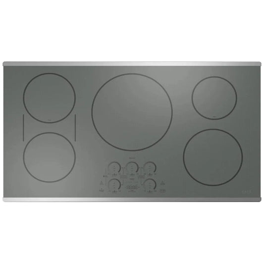 Cafe CHP90362TSS Induction Cooktop, 36 inch Exterior Width, 5 Burners, 3,700 Watts Highest Burner Element, Stainless Steel color Category: Induction Cooktop