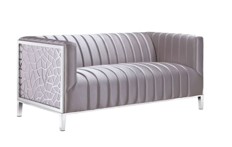 CONRAD Sofa GY-SF-7992 Silver Satin, w/ Laser cut detail