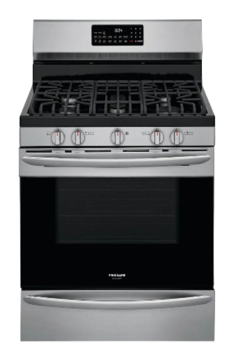 Frigidaire Gallery GCRG3060AF Range, 30" Exterior Width, Gas Range, Self Clean, Gas Burners, Convection, 5 Burners, 5.0 cu. ft. Capacity, Storage Drawer, 1 Ovens, 18K BTU, Front Controls & Rear Controls, Stainless Steel colour