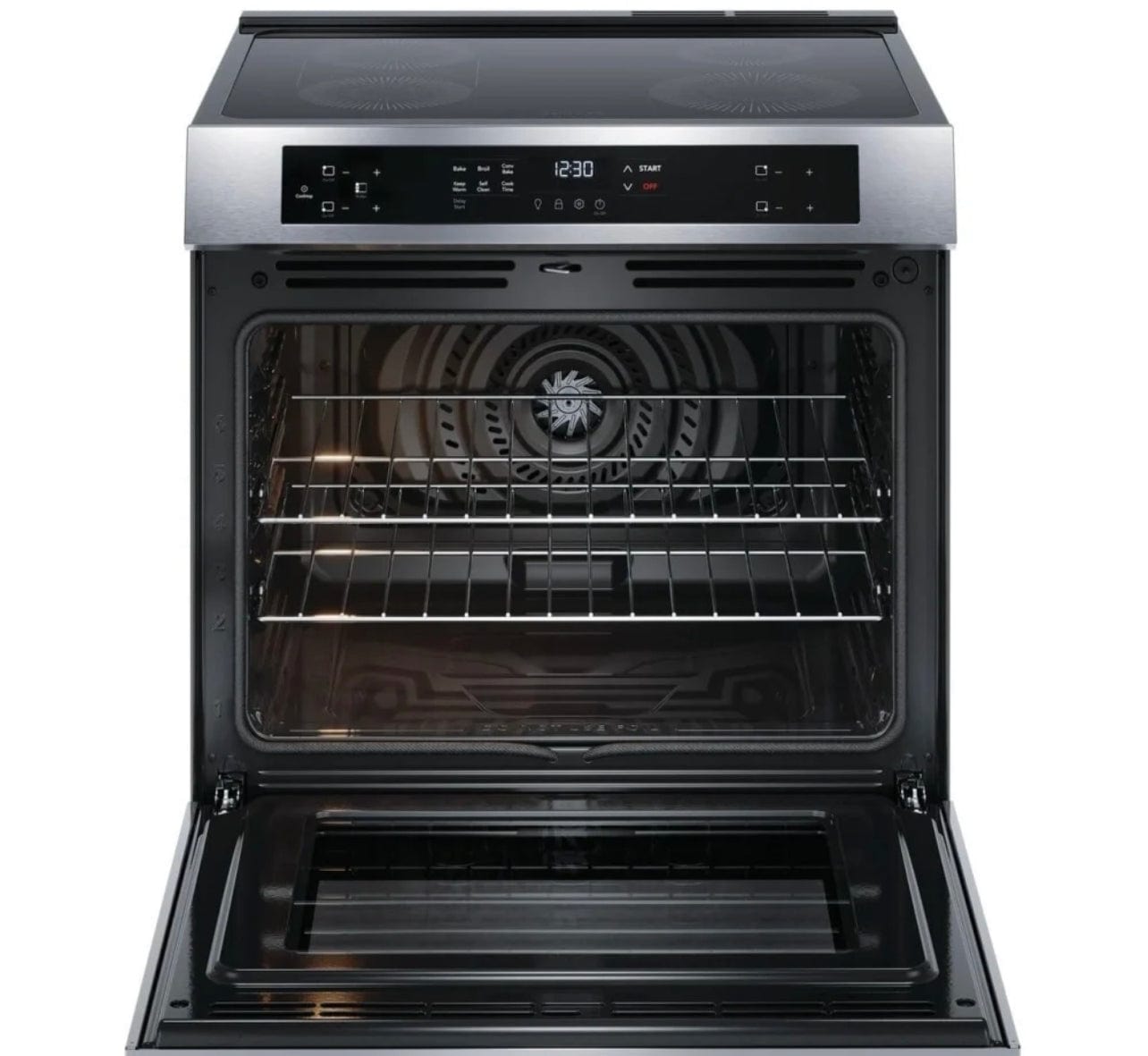 Frigidaire FCFI308CAS Range, 30" Exterior Width, Electric Range, Induction Elements, Convection, 4 Burners, 5.3 cu. ft. Capacity, Stainless Steel