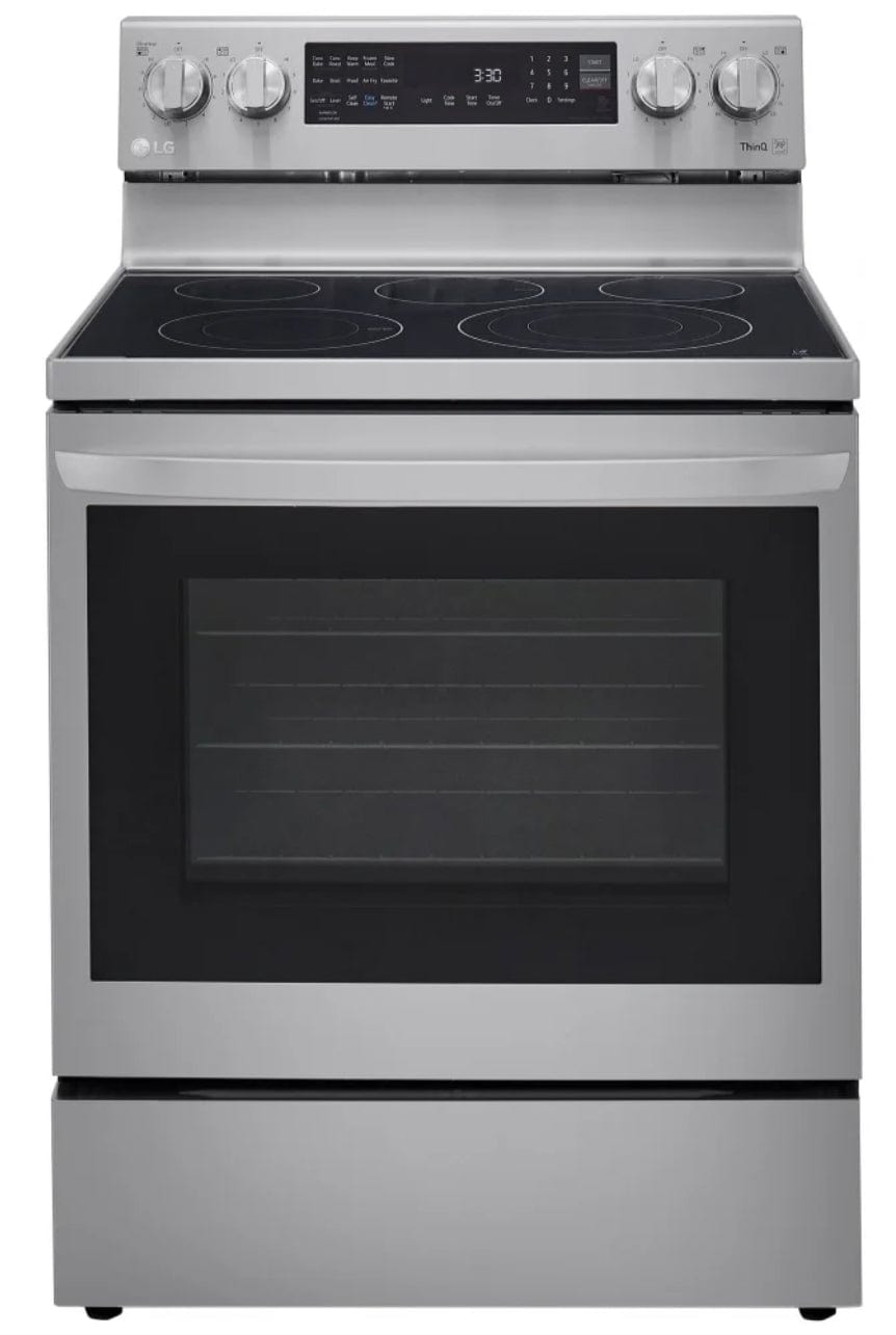 LG LREL6325F Range, 30" Exterior Width, Electric Range, Self Clean, Glass Burners (Electric), Convection, 5 Burners, 6.3 cu. ft. Capacity, Storage Drawer, Air Fry, 1 Ovens, Wifi Enabled, 3200W, Rear Controls, Stainless Steel colour Air Fry, True European