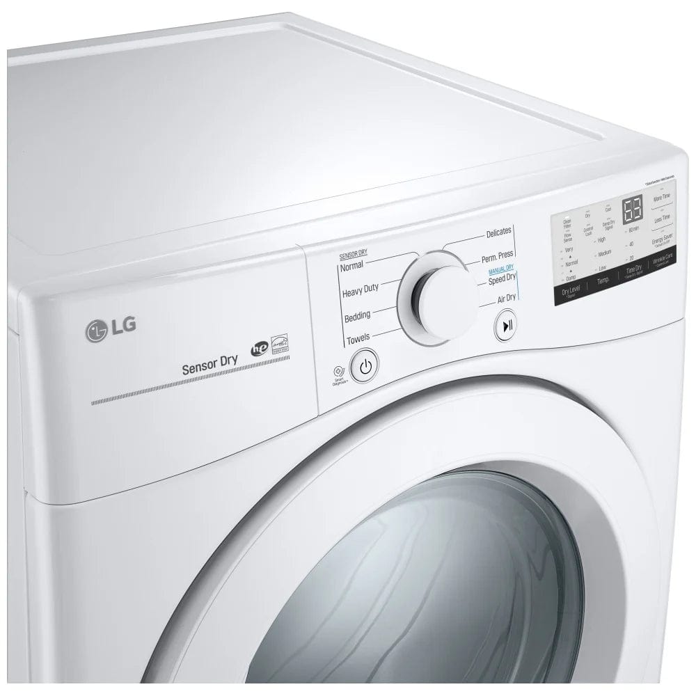 LG Electric Dryer, 27 inch Width, 7.4 cu. ft. Capacity, 3 Temperature Settings, Stackable, Sensor Dry, Smart Diagnosis, LoDecibel Quiet Operation (DLE3400W/DLE3400V)