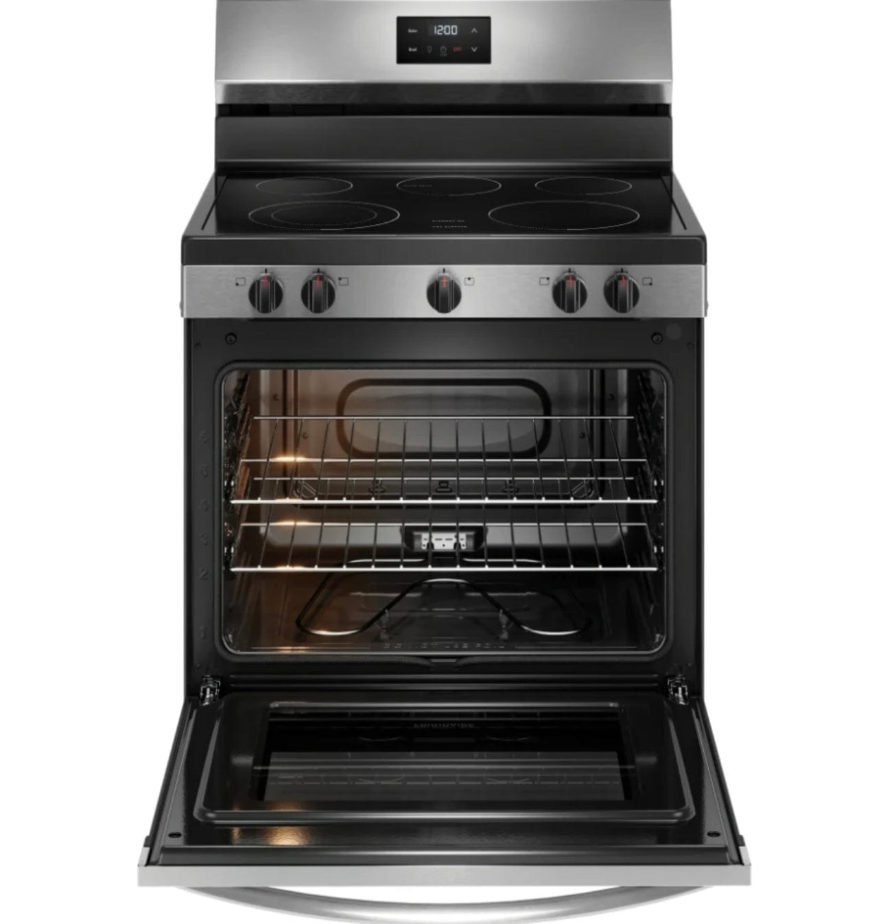 Frigidaire FCRE305CBS Electric Range, 30 inch Exterior Width, 5 Burners, 5.3 cu. ft. Capacity, Storage Drawer, 1 Ovens, Stainless Steel colour