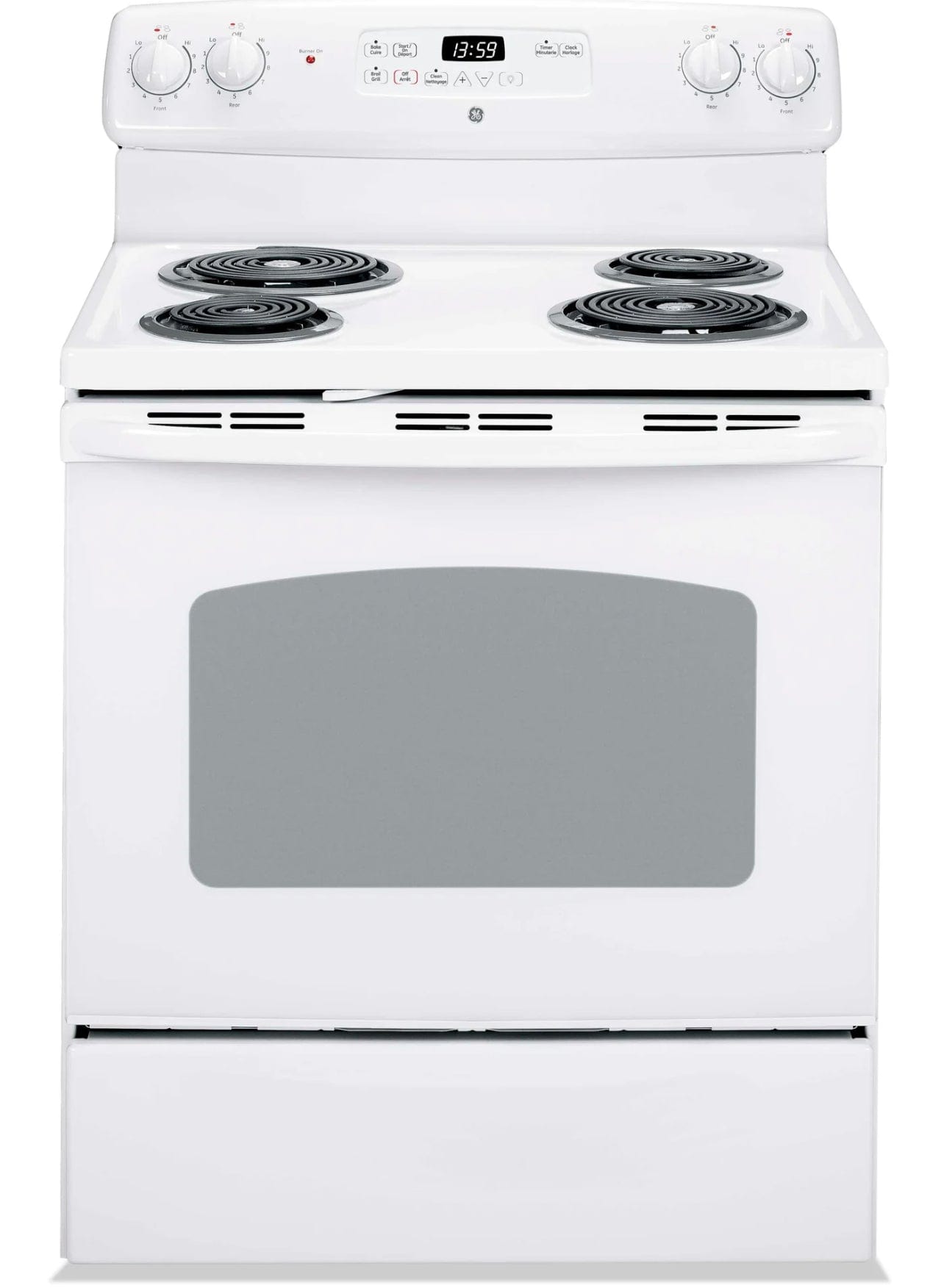 GE JCBS250DMWW JCBS250DM3WW Range, Free Standing, Electric Range, 30 inch Exterior Width, 4 Burners, Coil Burners (Electric), White