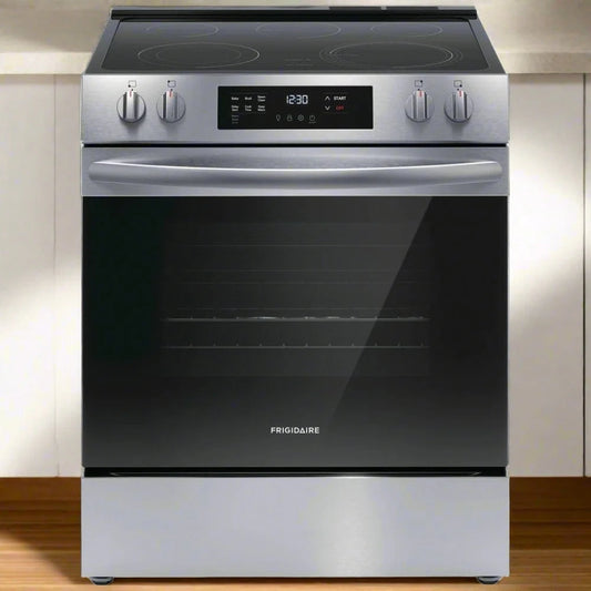 Frigidaire FCFE306CAS Electric Range, 30 inch Exterior Width, 5 Burners, 5.3 cu. ft. Capacity, Storage Drawer, 1 Ovens, Stainless Steel colour