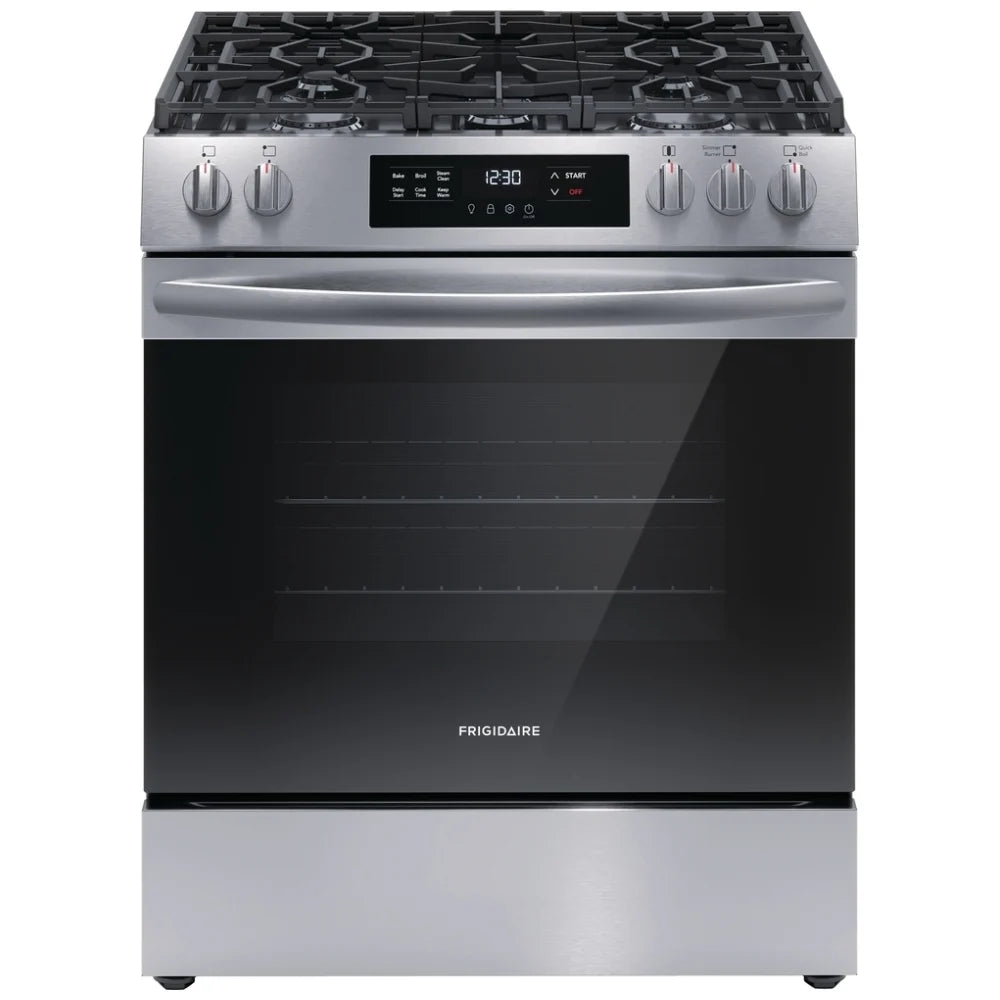 Frigidaire FCFG3062AS Range, Gas Range, 30 inch Exterior Width, Self Clean, 5 Burners, 5.0 cu. ft. Capacity, Storage Drawer, 1 Ovens, Stainless Steel colour