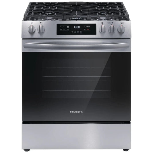 Frigidaire FCFG306CAS, Gas Range, 30" Width, Self Clean, 5 Burners, 5.0 cu. ft. Capacity, Storage Drawer, 1 Ovens, Stainless Steel colour