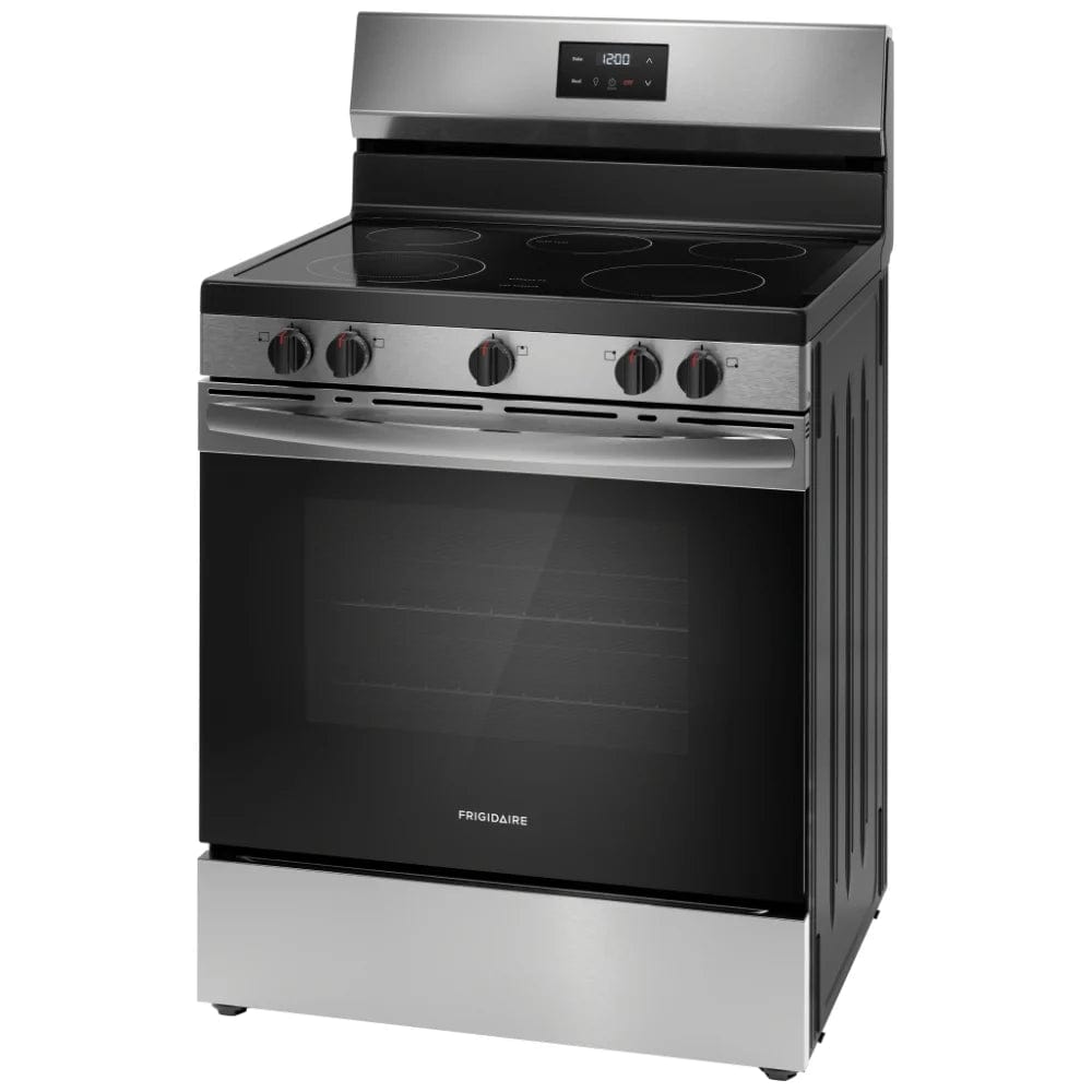 Frigidaire FCRE305CaS Range, 30" Exterior Width, Electric Range, Glass Burners (Electric), 5 Burners, 5.3 cu. ft. Capacity, Stainless Steel