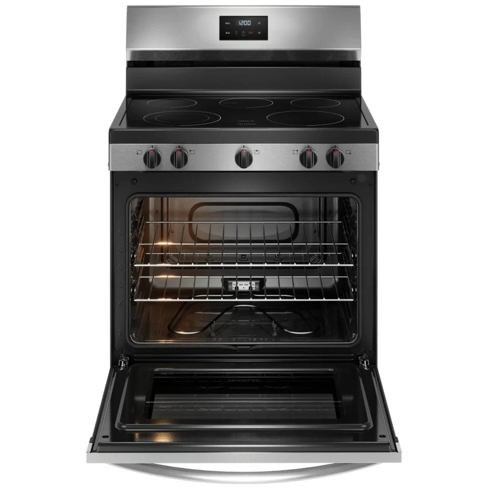 Frigidaire FCRE305CaS Range, 30" Exterior Width, Electric Range, Glass Burners (Electric), 5 Burners, 5.3 cu. ft. Capacity, Stainless Steel