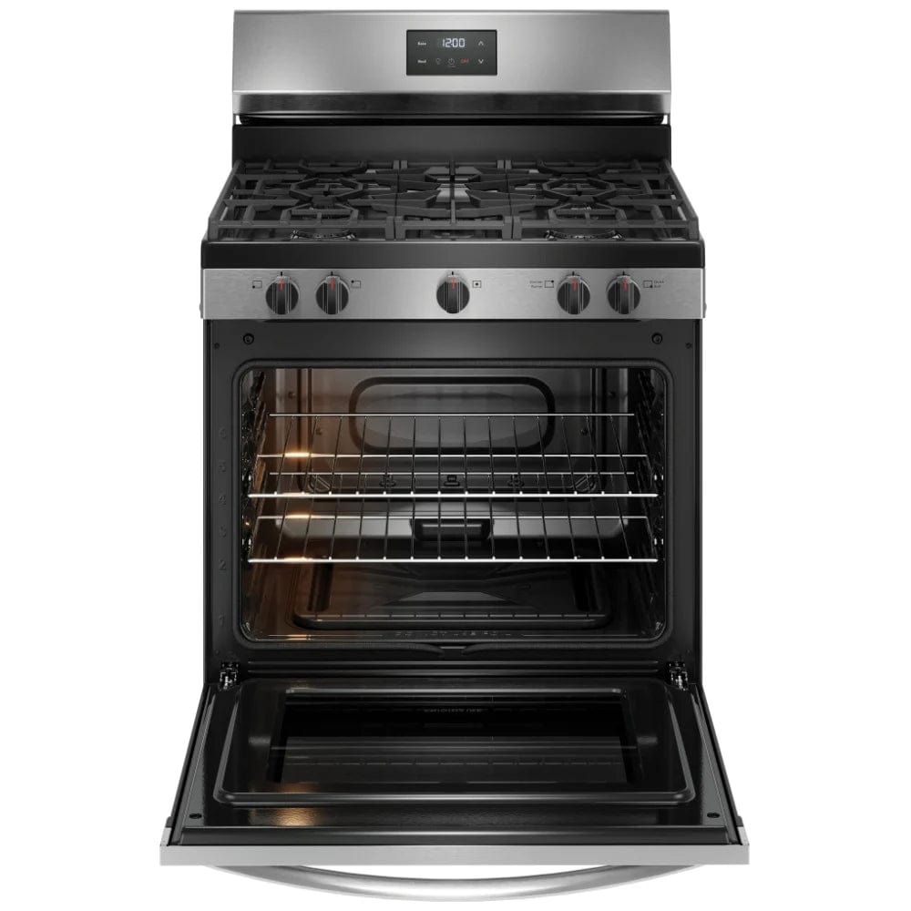 Frigidaire FCRG3052BS Gas Range, 30 inch Exterior Width, 5 Burners, 5.1 cu. ft. Capacity, Storage Drawer, 1 Ovens, Stainless Steel colour