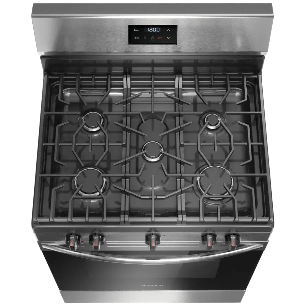 Frigidaire FCRG3052BS Gas Range, 30 inch Exterior Width, 5 Burners, 5.1 cu. ft. Capacity, Storage Drawer, 1 Ovens, Stainless Steel colour