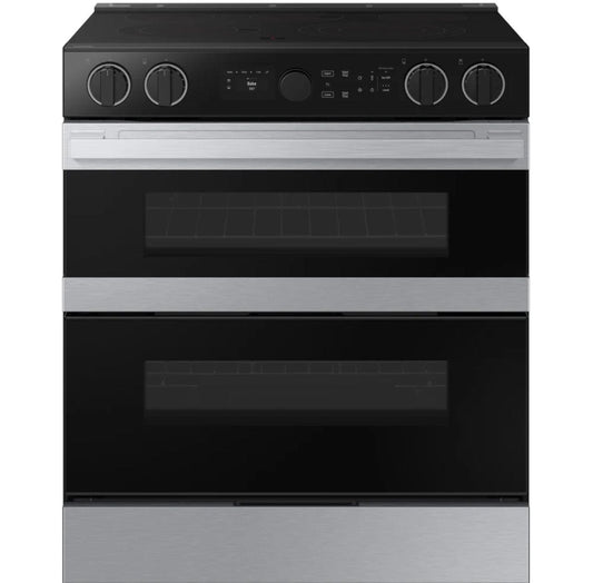 Samsung NSE6DG8550SRAC Electric Range, 30 inch Exterior Width, Self Clean, Convection, 5 Burners, 6.3 cu. ft. Capacity, Storage Drawer, Air Fry, 2 Ovens, Stainless Steel colour