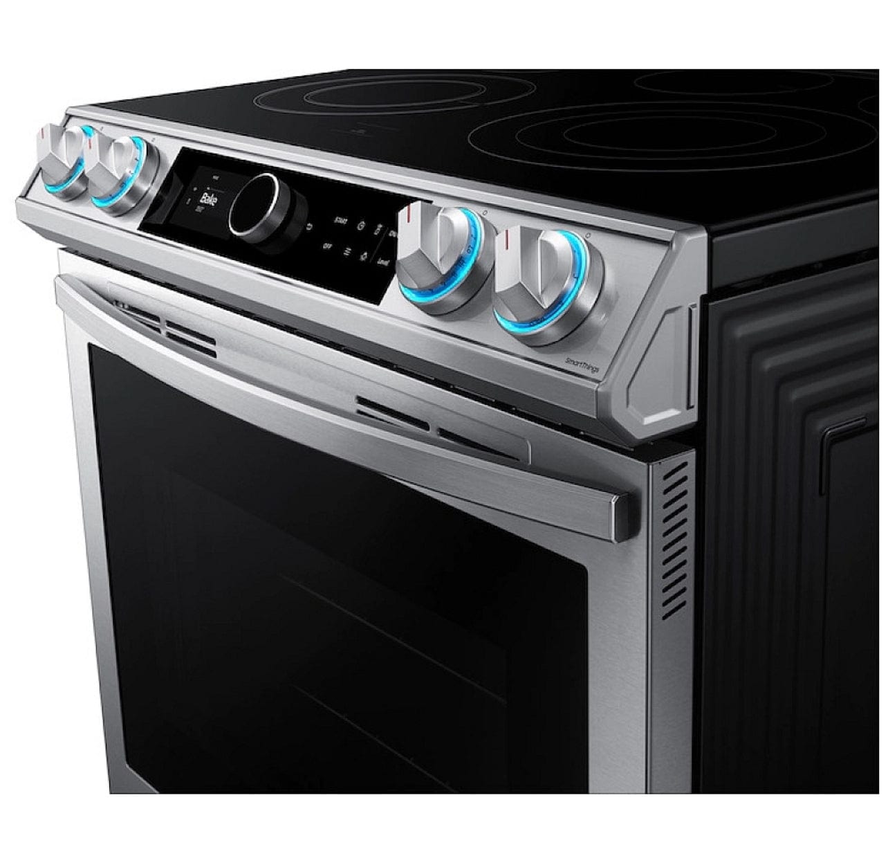 Samsung NE63T8911SS - NE63T8911SS/AC Induction Range, 30 inch Exterior Width, Self Clean, Convection, 4 Burners, 6.3 cu. ft. Capacity, Storage Drawer, Air Fry, 1 Ovens, Stainless Steel colour Smart Dial, Virtual Flame, Temperature Probe, Illuminated Knobs