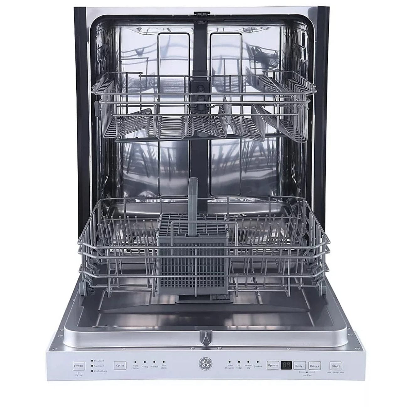 GE GBP534SGPWW Dishwasher, 24" Exterior Width, 52 dB Decibel Level, Fully Integrated, Stainless Steel (Interior), 4 Wash Cycles, White