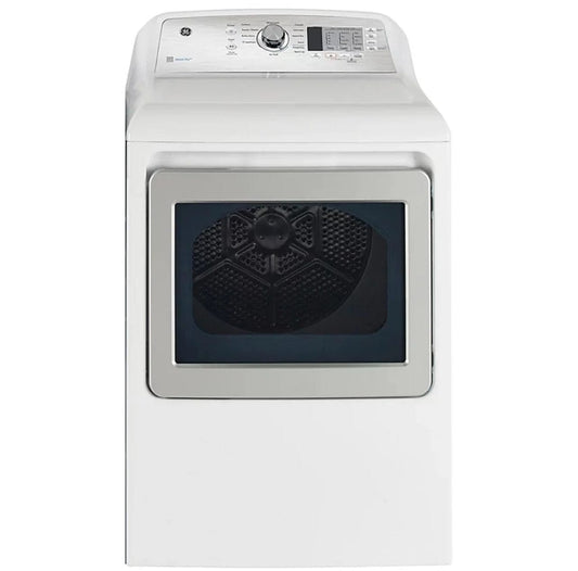 GE GTD65EBMRWS Dryer, 27" Width, Electric Dryer, 7.4 cu. ft. Capacity, Steel Drum, White colour