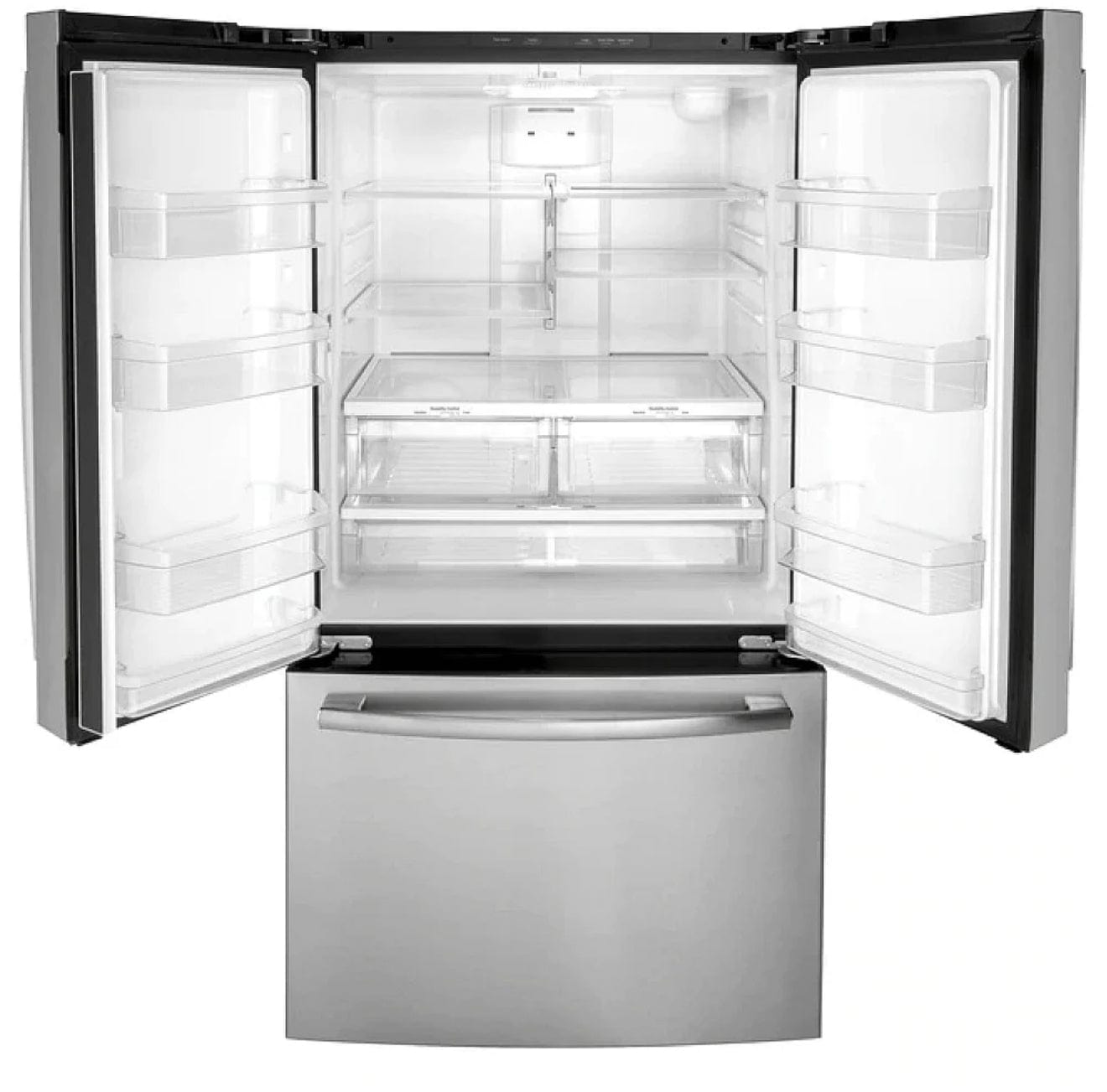 GE French Door Refrigerator, 36 inch Width, ENERGY STAR Certified, 27.0 cu. ft. Capacity, Stainless Steel colour GNE27JYMFS