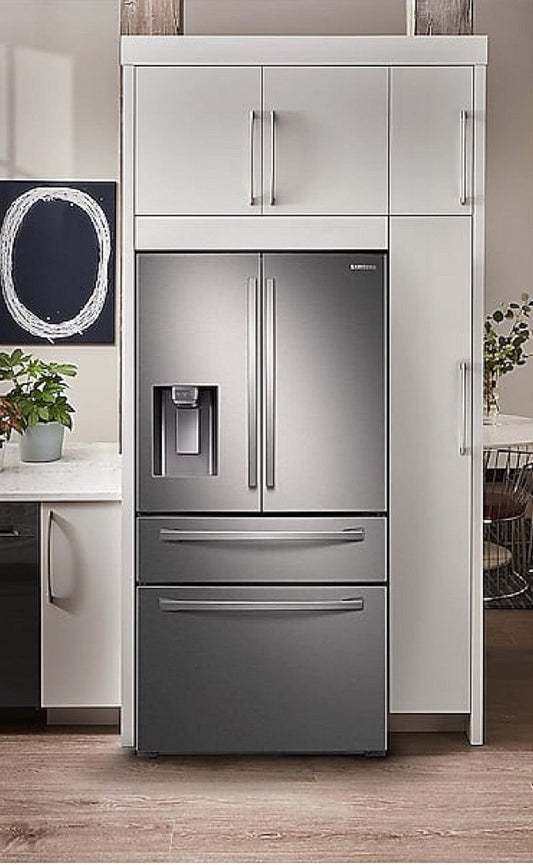 Samsung - 35.8 Inch 22.6 cu. ft French Door Refrigerator in Stainless - RF28R7201SR